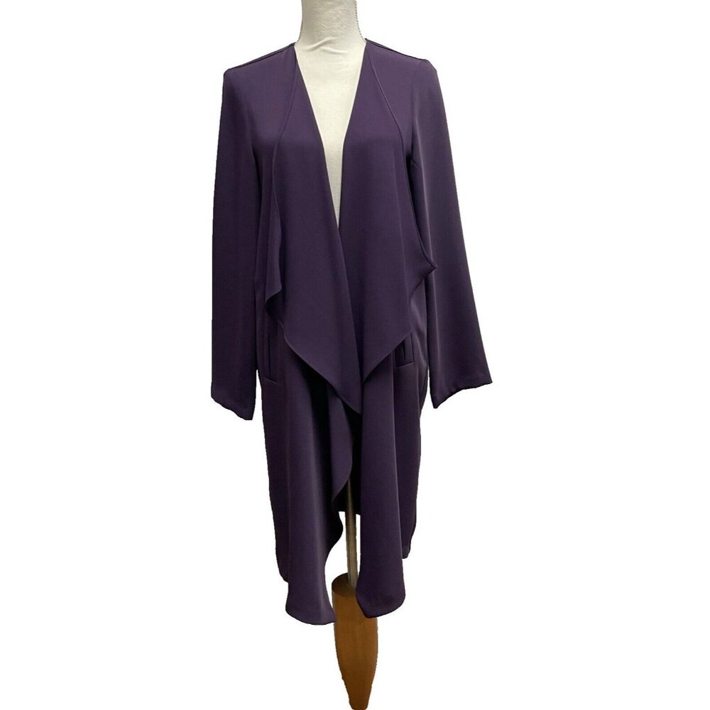 Jones Studio Women's Cardigan Open Front Long 100% Polyester Size Small Purple - Picture 7 of 10